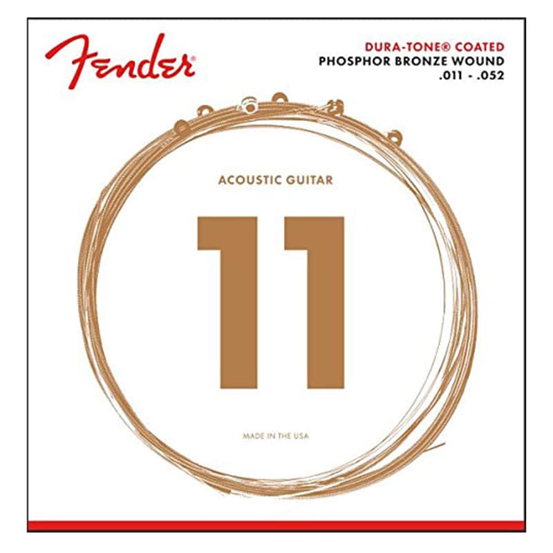 Fender 860CL Dura-Tone Coated Phosphor Bronze Acoustic Guitar Strings (11-52) image 1