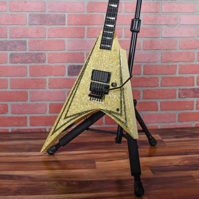 ESP Custom Shop Alexi Laiho Signature “Pearl” Pearloid Top with Black/Gold Sparkle Pinstripes Kiso Japan 2010 Namm w/OHSC image 5