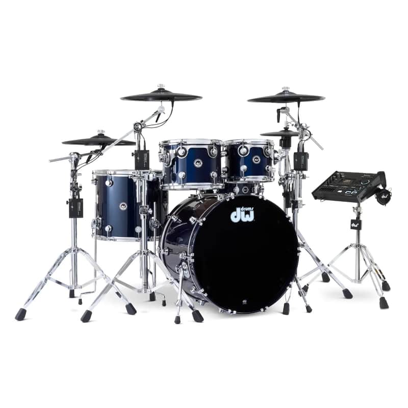 DW DWe 5pc Complete Electronic/Acoustic Drum Set w/Roland Cymbals & V71 Midnight Blue Metallic image 1