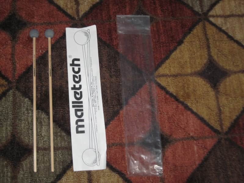ONE pair new (with packaging) Malletech NR29B Mallets (Xylo / Bell / Miramba Mallets):  Natural Rubber, Hard, 1 & 1/8" Round Dark Grey Heads //  Birch Handles (from around 2019) Made in USA image 1