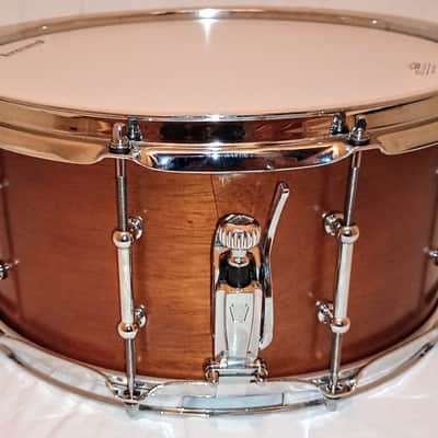 LUDWIG UNIVERSAL (CUSTOM W/ MUFFLER) MAHOGANY VIDEO LINK 6.5X14 MAPLE RINGS  - SATIN FINISH - FREE SHIP TO C-USA! image 5