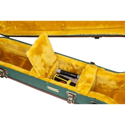 Crossrock Master Series - Wooden 5-string Resonator styles of Banjos Case - Security Lock, Genuine Leather Handle, Reinforced Hardware, Metal Feet, Storage Space- Malachite Blue Tweed image 7