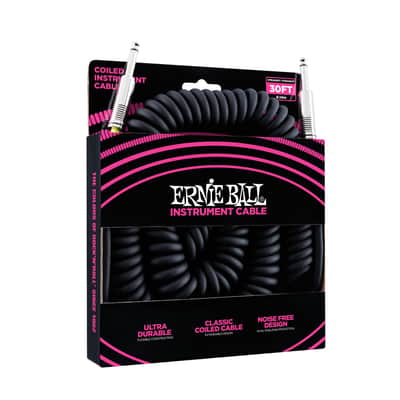 Ernie Ball Coiled Instrument Cable Straight/Straight 30ft - Black image 4