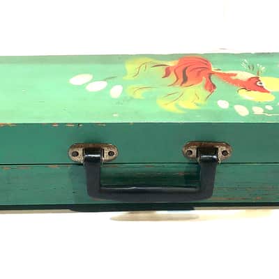 Vintage electric Benjo Bulbul tarang Indian circuitbent banjo The Chicken/Goldfish signature model 1960s Green image 8