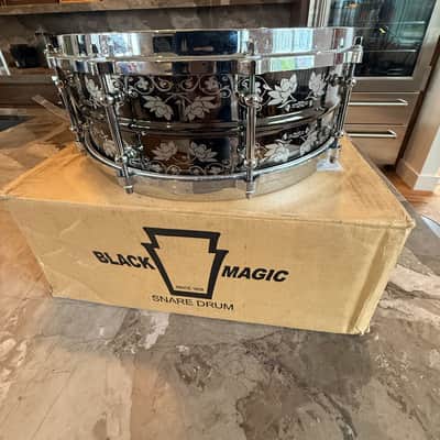 Ludwig LW5514ANV 100th Anniversary Black Magic 5.5x14" 10-Lug Brass Snare Drum 2009 - Engraved Black Nickel image 1