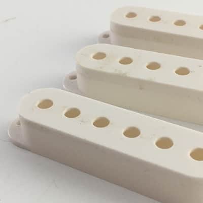 3 Genuine Fender Squier Vintage Strat Pickup Covers Electric Relic Aged White image 5
