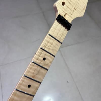 6 string Stainless steel fret 22 frets 25.5inch Flame maple Electric guitar Neck Locking nut parts image 6