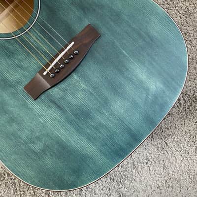 S.Yairi 40 Inch OM Acoustic Guitar in Blue Green, Spruce Top, Rosewood Fingerboard image 14