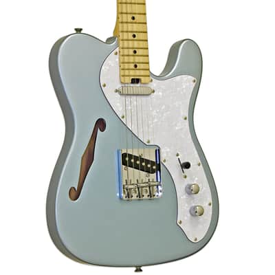 Aria Modern Classic Semi Hollow Tele Style Met Blu image 3