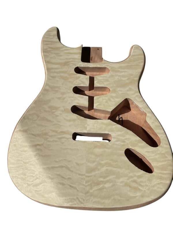 Mahogany Wood Guitar SSS Stratocaster Strat Style Body with Veneer Quilted Maple Top image 1
