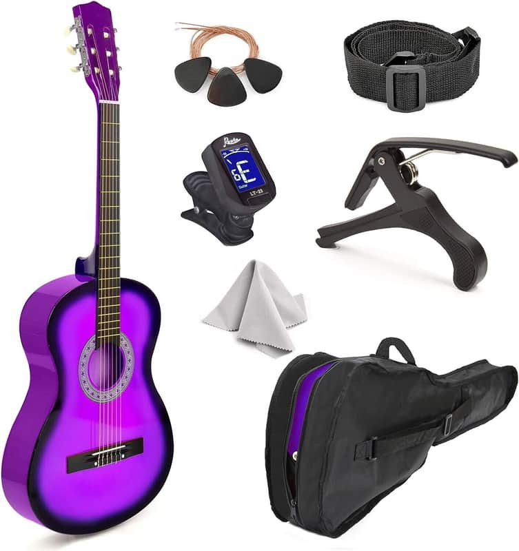 30" Wood Guitar with Case and Accessories for Kids Beginners Purple SH8#YZ9 image 1