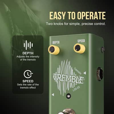SHAEVLE Tremolo Effect Pedal for Guitar – All-Analog Circuit, True Bypass, Volume-Compensated Depth Control, Compact Stompbox TREMBLE (Tremolo) image 3