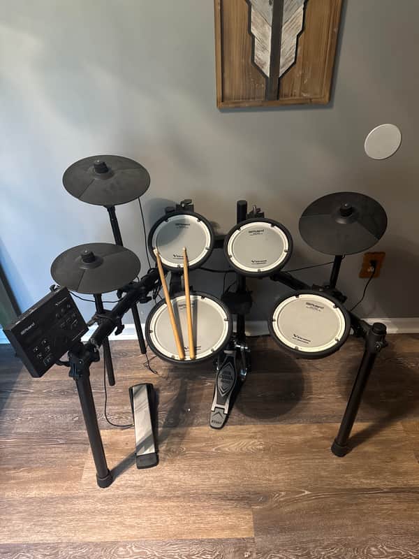 Roland TD-07DMK V-Drum Kit with Iron Cobra Double Kick Pedal. image 1