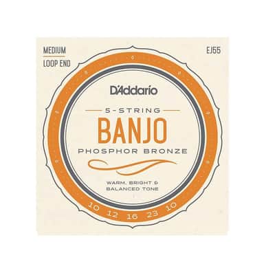 D'Addario EJ55 Phosphor Bronze 5-String Banjo Strings, Medium, 10-23 image 1
