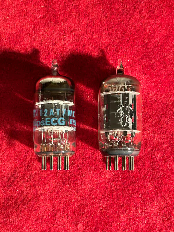 Jan Philips / GE 12AT7 Mismatch Pair Preamp/Amplifier Vacuum Tubes 1980s/1960s - Clear Glass image 1
