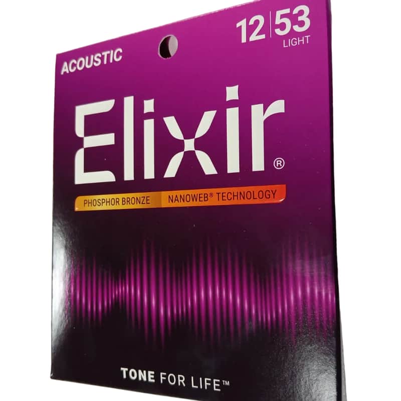 Elixir Phosphor Bronze Acoustic Guitar String Set NANOWEB Coating Light 12-53 image 1