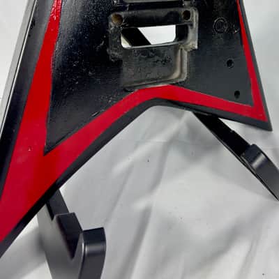 Unbranded RR Rhoads Style Electric Guitar Body 2000s - Custom Painted Black W/ Red Stripe image 5