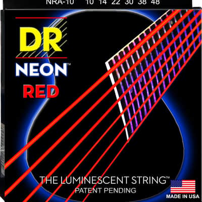 DR Guitar Strings Acoustic Neon Red Extra Light 10-48 Luminecent