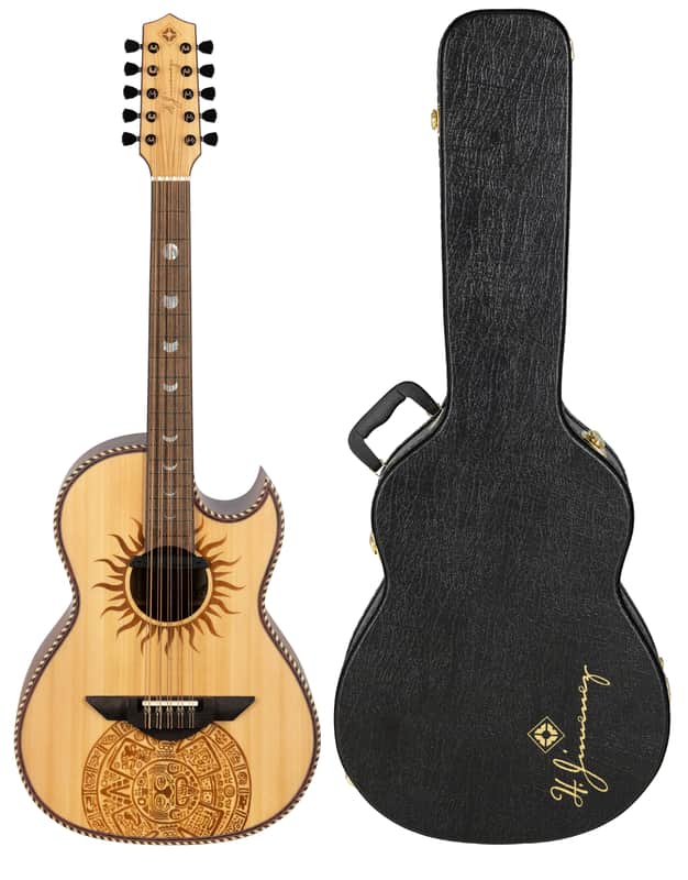 H. Jimenez Colección de Galaxia Mexica Calendar Bajo Quinto with Laser Calendar Design Acoustic +Hardshell Case | Authorized Dealer image 1