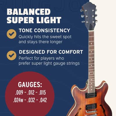 Stringjoy Signatures Balanced Super Light Gauge Electric Guitar Strings 9-42 image 4