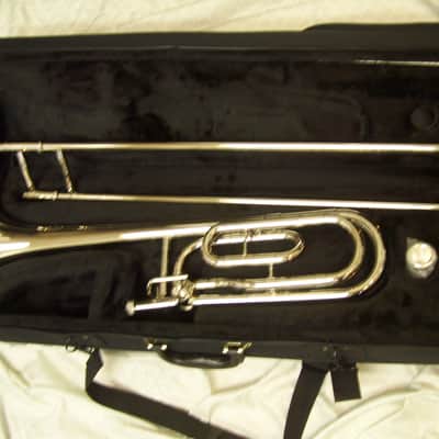Silver Trigger trombone, with case and mouthpiece image 2