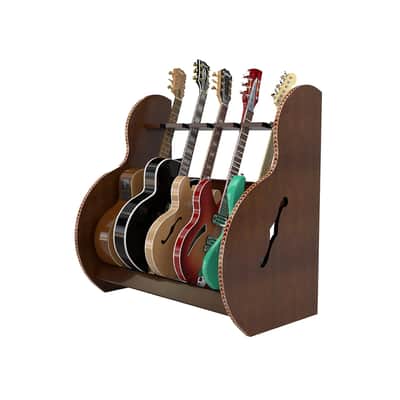 A&S Crafted Products SESXW5 The Session™ Deluxe 5 Guitar Stand For Acoustics & Electrics in Walnut image 1