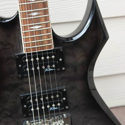 B.C. Rich Warlock N.J. Neck Thru Series Korea Guitar Translucent Black Quilt Top + Hard Case image 8