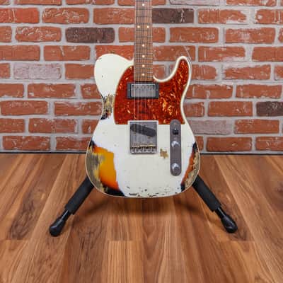 Fender Custom Shop 2020 Winter NAMM Ltd 60 Telecaster Custom Aged Olympic White Over 3-Color Sunburst Heavy Relic 2020 w/OHSC image 4
