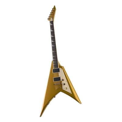 ESP LTD KH-V Kirk Hammett Signature 6-String Right-Handed Electric Guitar with Korina Body, Maple Neck, and Macassar Ebony Fingerboard (Metallic Gold) image 3