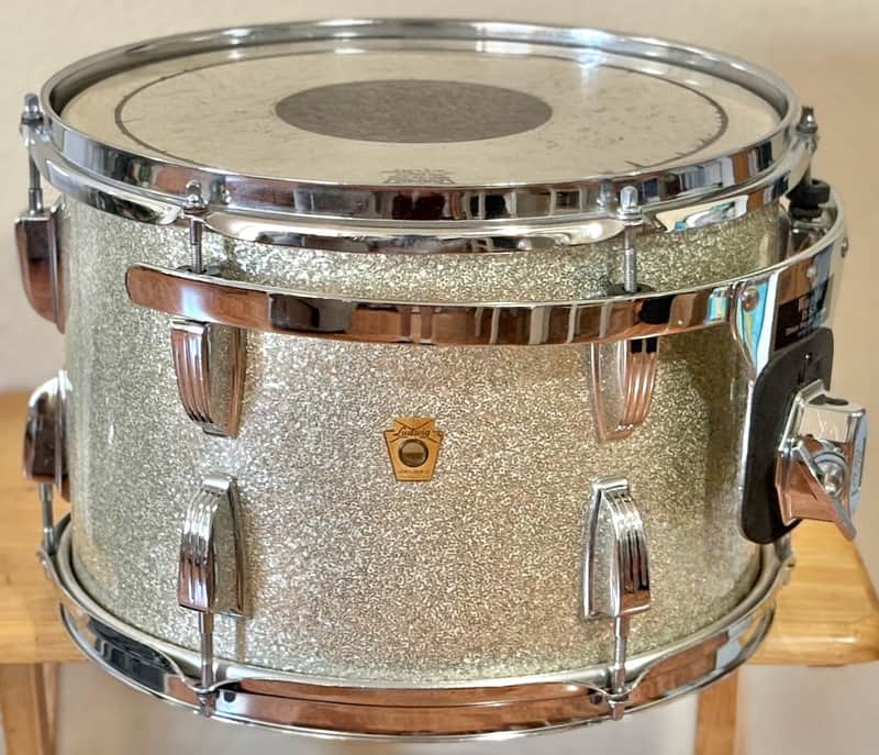 Vintage 1968 Ludwig 13" Tom Silver Sparkle white Interior for drum set kit 60s image 1