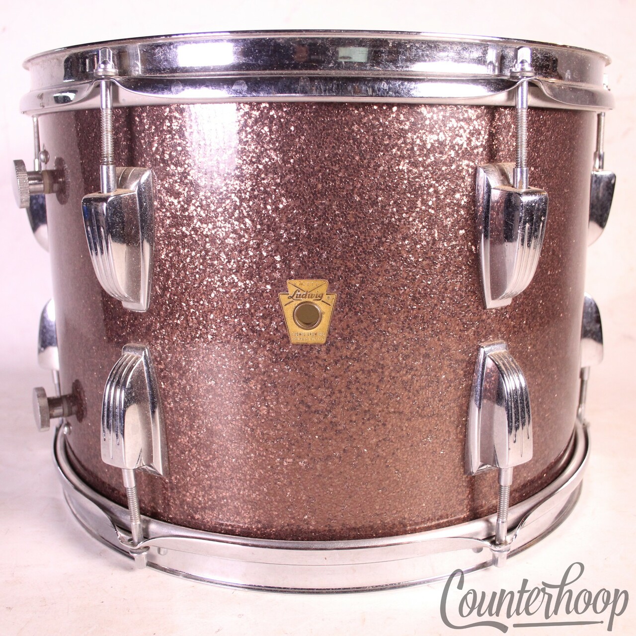 Ludwig 9x13"Burgundy Sparkle Tom Drum Vintage 60s Super Classic Dual-Muffler USA — main photograph