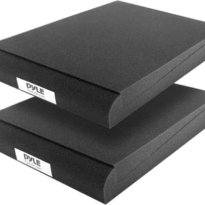 Sound Dampening Speaker Riser Foam - Audio Acoustic Noise Isolation Platform Pads Recoil Stabilizer For Studio Monitor, Subwoofer, Loud Speakers - Pyle PSI03 - Pack of 2,Black image 1