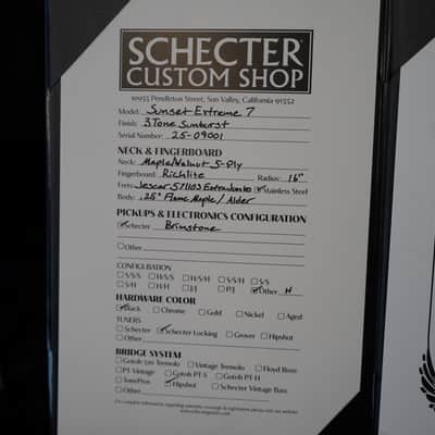 Schecter USA CUSTOM SHOP Sunset Extreme-7 3-Tone Sunburst 7-String Electric Guitar w/ Case image 14
