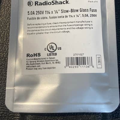 Radio Shack 5 Amp 250v Glass fuse 1 1/4 x 1/4 (4) pack - New in sealed package image 2