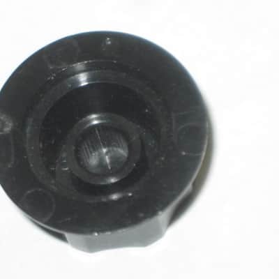 ONE litely relic'd MXR large (standard size) black plastic knob with white position line & dot, Push-On Style ECB134 (NO set screw) & ONE litely relic'd MXR Knob Cover (Foot Turner) ECB131 - from late 2000s image 3
