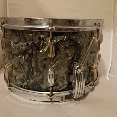Slingerland/Radio King Snare drum 8x14 clamshell strainer solid shell 1940s - Black Diamond Pearl BDP image 3