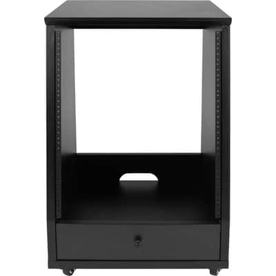 Gator Elite Furniture Series 12U Angled Studio Rack with Locking Casters Standard Black Finish image 2