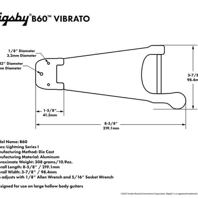 009-4579-000 Bigsby B60 Guitar Vibrato Tailpiece with Tremolo Bar Gold image 2