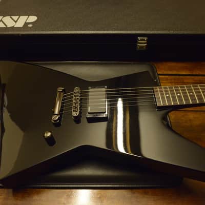 ESP Custom Shop EX In Flames Jesper Stromblad Signature Reverse Headstock MX Black Guitar image 8