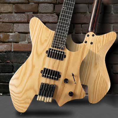 Eart GW2-Pro Headless Electric Guitar, Roasted Ash Body,24F Rounded Ends Jumbo Stainless Steel Bild 5
