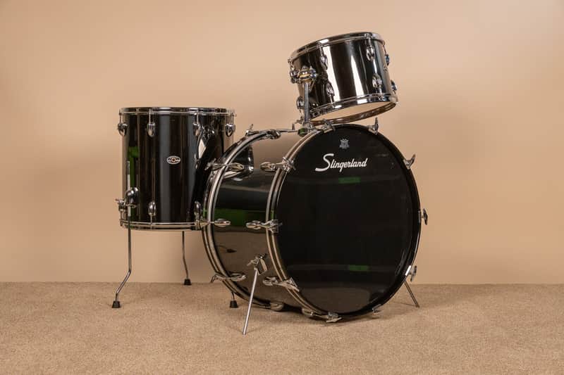 1970s Slingerland Black Chrome Drum Set 14x24 9x13 and 16x16 image 1
