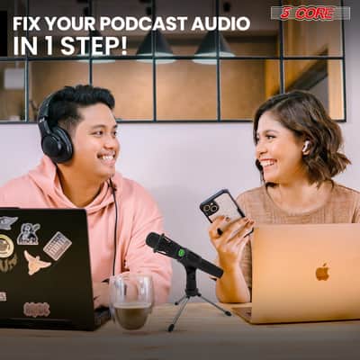 5 Core Podcast Equipment Bundle w Cardioid Dynamic XLR Microphone Mini Desk Stand XLR to 1/8” Cable image 9