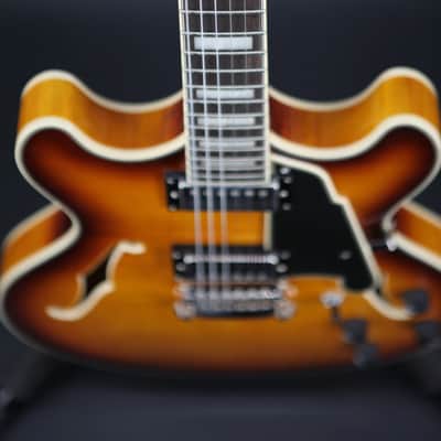 D'Angelico Premier DC Semi-Hollow Double Cutaway with Stop-Bar Tailpiece 2023 - Present - Dark Iced Tea Burst image 8