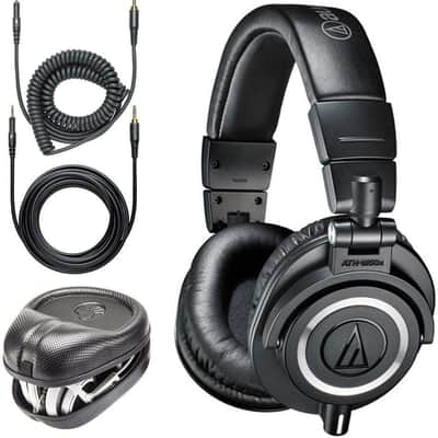 Audio-Technica ATH-M50x Professional Monitor Headphones + Slappa Case Bundle image 1