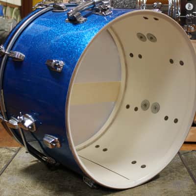 1960s Ludwig Downbeat Outfit in Sparkling Blue Pearl 14x20 8x12 14x14 image 7