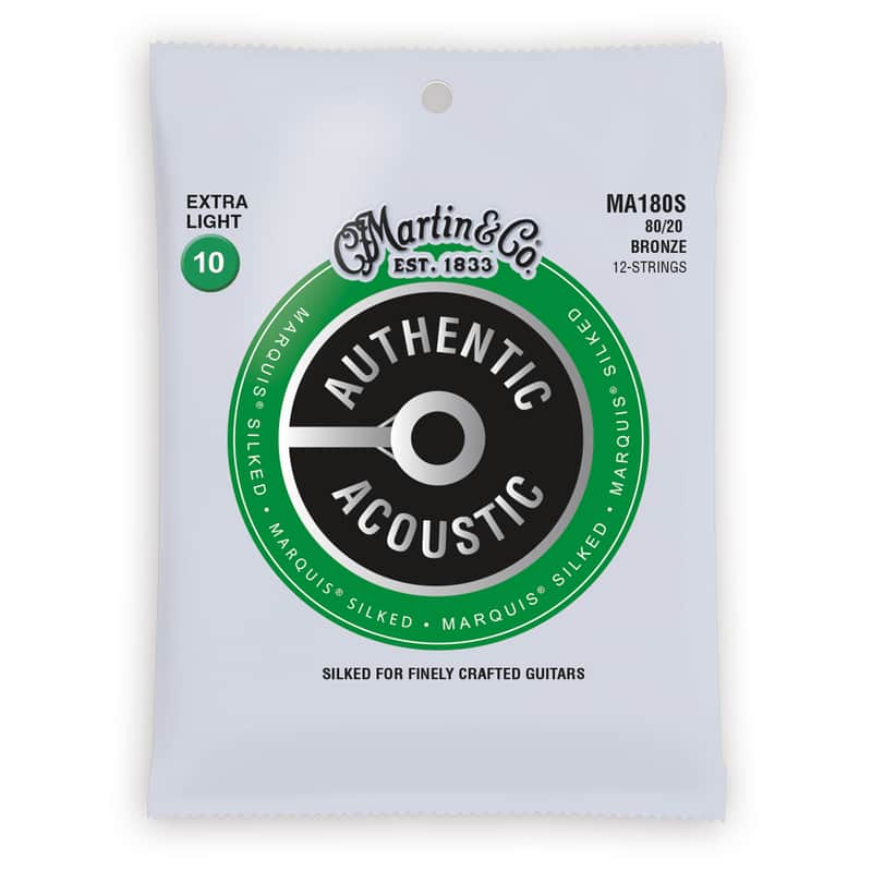 Martin MA180S Authentic Acoustic Marquis Silked 80/20 Bronze 12-String Acoustic Guitar Strings - Extra Light (.10 - .47) image 1