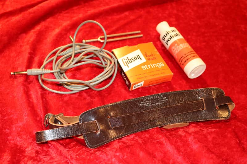 Bobby Lee Leather Guitar Strap and case candy  1960's image 1