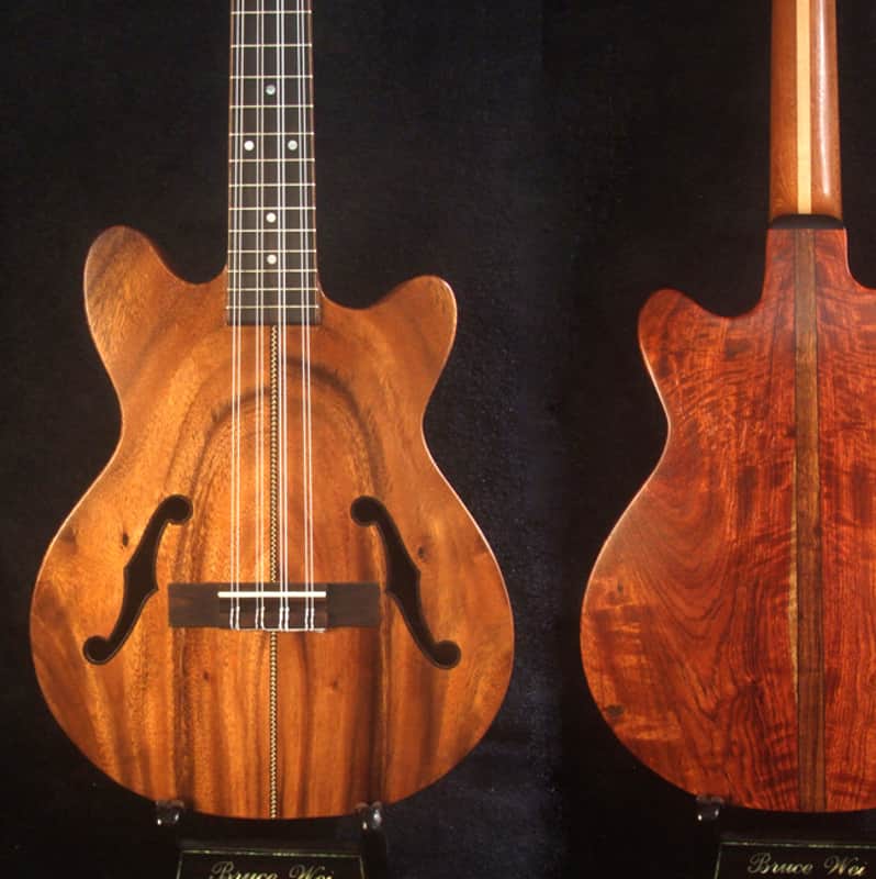 Handcrafted 8 String Baritone Ukulele, Solid Acacia, Curly Rosewood, Slotted Head, Bruce Wei UP19-2005 image 1