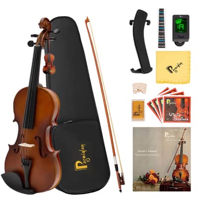 Stringed Musical Instruments - Premium Handcraft Violin for Kids Adults 4/4 Violin w/Case, Violin Bow, Horse Bridge, Extra Strings, Shoulder Rest, Rosin, Clip-on Tuners - Natural Matte image 1