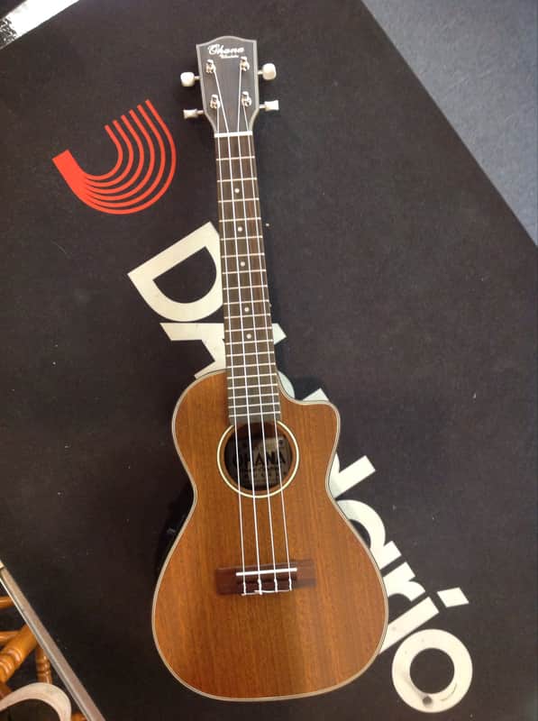 Ohana CK-35CE Solid Mahogany Concert Ukulele with Cutaway, Electronics image 2